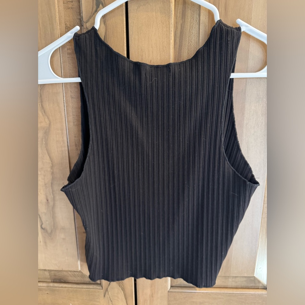Black Ribbed Tank Top - Picture 3 of 4
